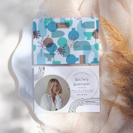 Abstrato | Anúncio de Graduação de Fotos Azul