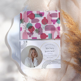 Abstrato | Anúncio de Graduação de Fotos Rosa