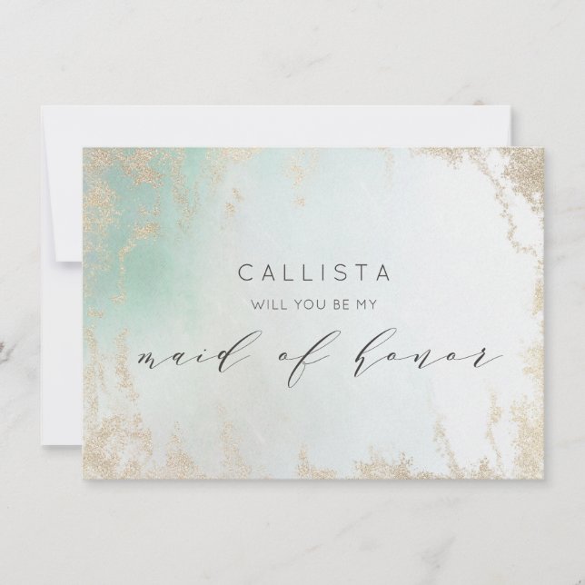 Abstrato Aqua Ombre Fade com luz Dourada do Fosco (Frente)