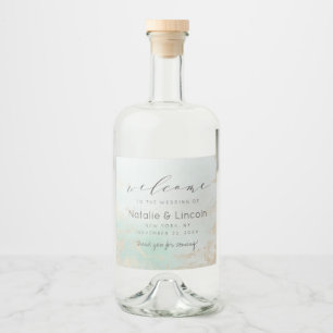 Abstrato Aqua Ombre Fade com luz Dourada do Fosco