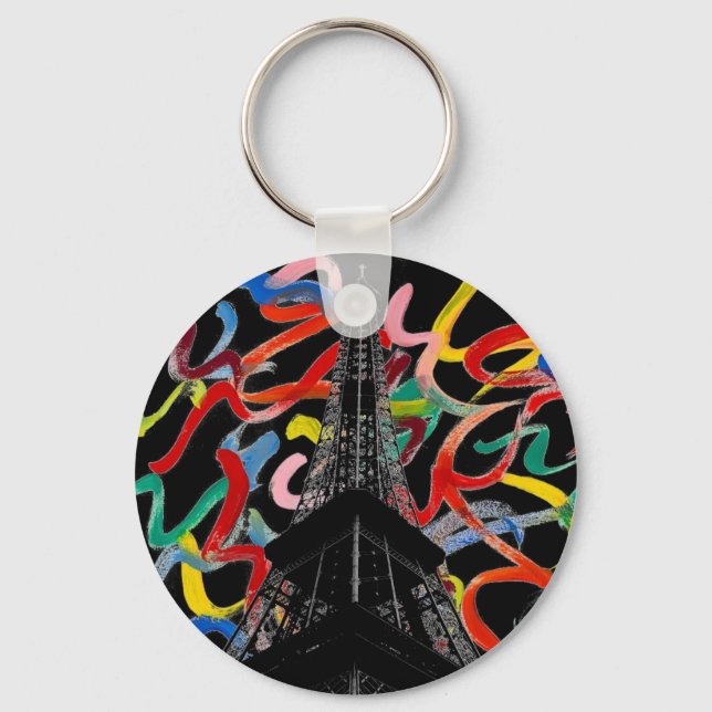 Abstrato Art-Eiffel Tower Chaveiro (Frente)
