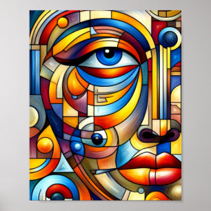 Abstrato Art Estilizado Face Humana Poster