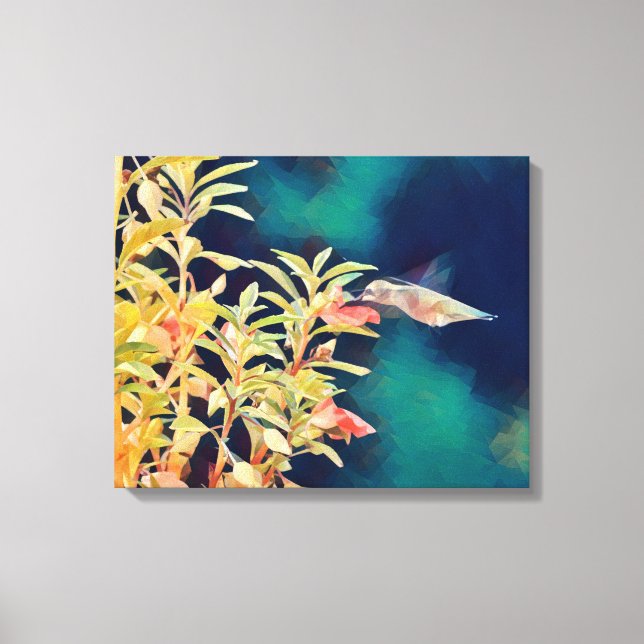 Abstrato Art Hummingbird Canvas Floral Art Impress (Frente)