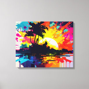 Abstrato Art - Impressão de Tela de Ilha Tropical