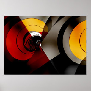 Abstrato Art Poster Espaço lunar Vermelho Amarelo