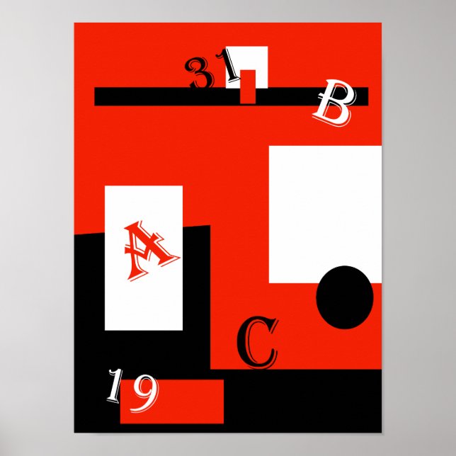 Abstrato Art Red Black White Poster (Frente)