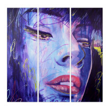 Abstrato Azul com Conjunto de Arte de Muralha Gráf