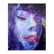 Abstrato azul com Dourada arte acrílica feminina