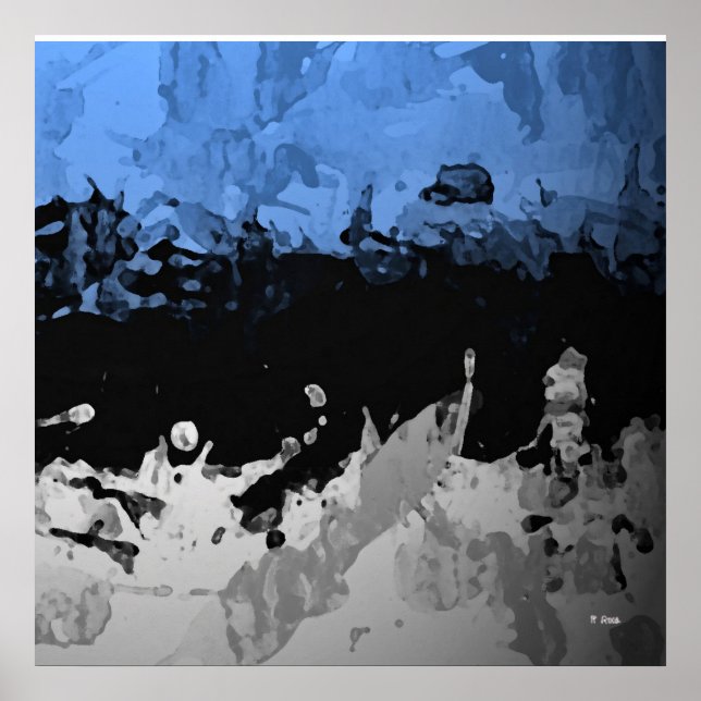 Abstrato azul escuro e cinza póster (Frente)