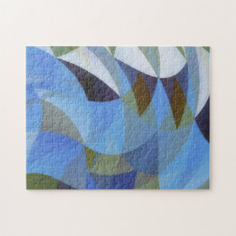 Abstrato Azul Formas Geográficas Quebra-cabeça