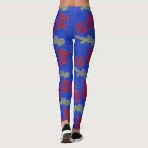 Abstrato Azul Padrão Amarelo Vermelho Yoga Legging