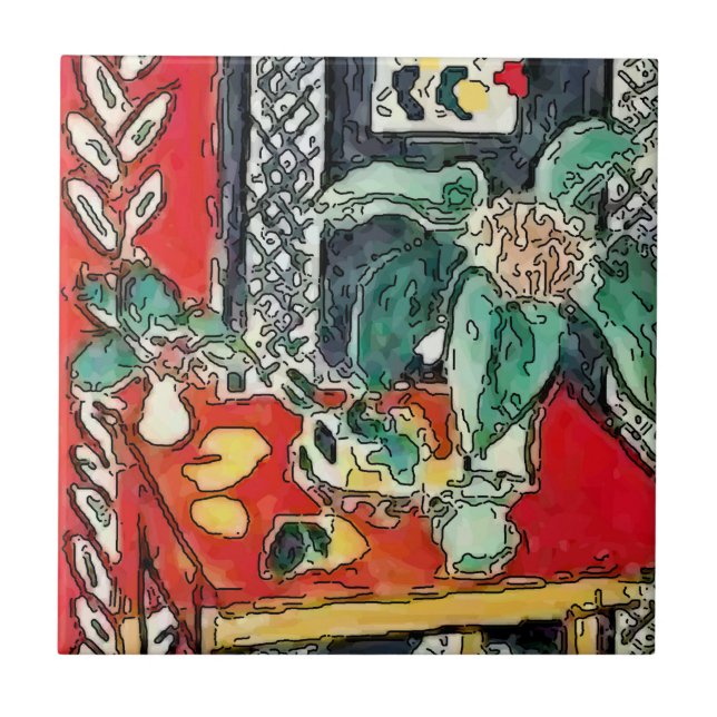 Abstrato, Azulejos de arte, flores na mesa (Frente)
