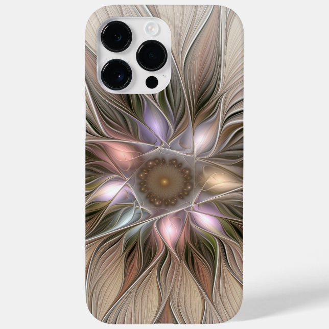Abstrato Beige Brown Floral Fractal de Flor Joyful (Verso)