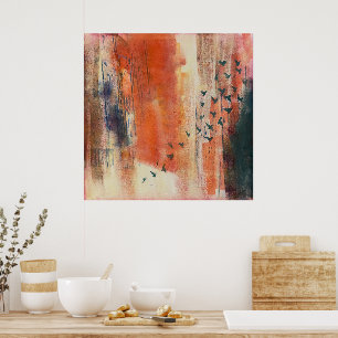 Abstrato Bird Migration Art Poster - Muro Colorido