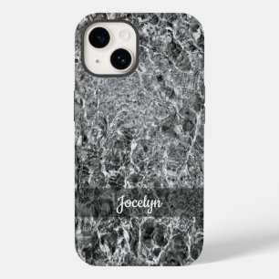 Abstrato Black White Faux Marble Personalize Name