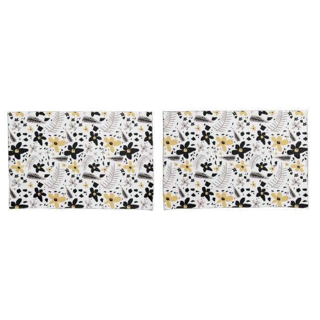 Abstrato Black Yellow Cinza Floral Sem Costura Pad (Frente - conjunto)