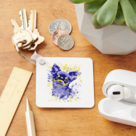 Abstrato Blue Chihuahua Chaveiro