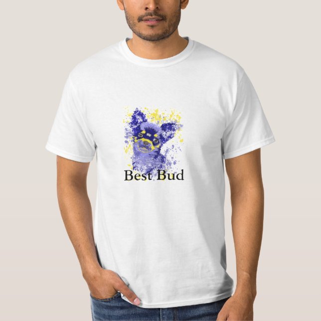Abstrato Blue Chihuahua T-Shirt (Frente)