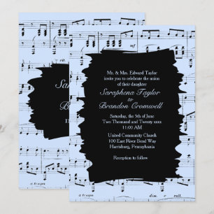 Abstrato Blue Music Convite de casamento