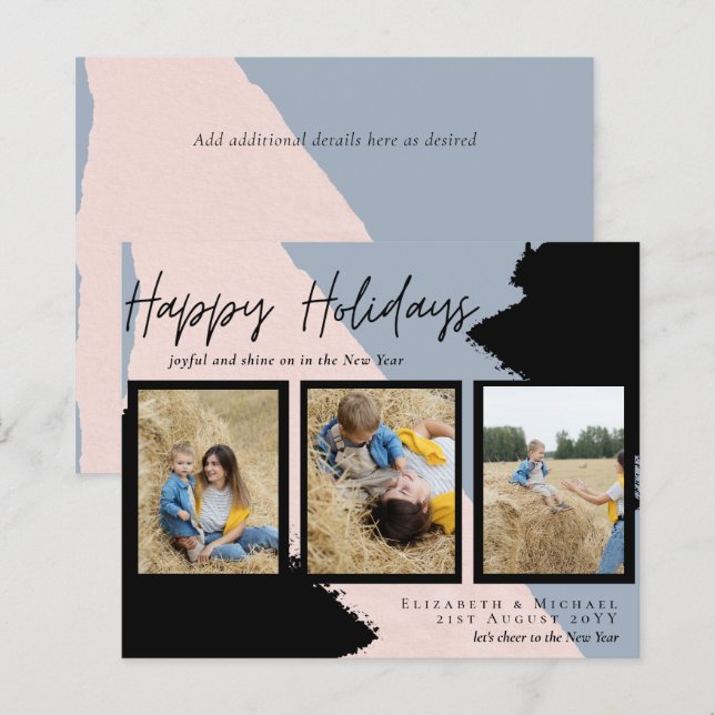 Abstrato Cartão com fotos moderno de de feriados f (Frente/Verso)