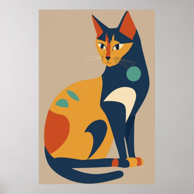 Abstrato Cat Impressão de Poster Home Decor (Frente)