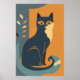 Abstrato Cat Impressão de Poster Home Decor