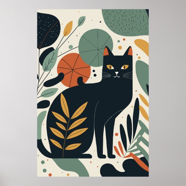 Abstrato Cat Impressão de Poster Home Decor (Frente)
