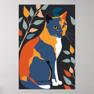 Abstrato Cat Impressão de Poster Home Decor