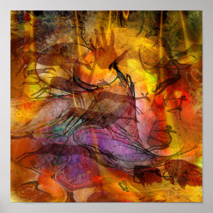 Abstrato Cave Painting - Poster quadrado