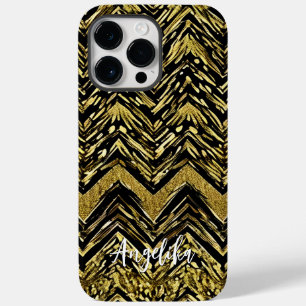 Abstrato Chevron Dourado e Black Personalization N