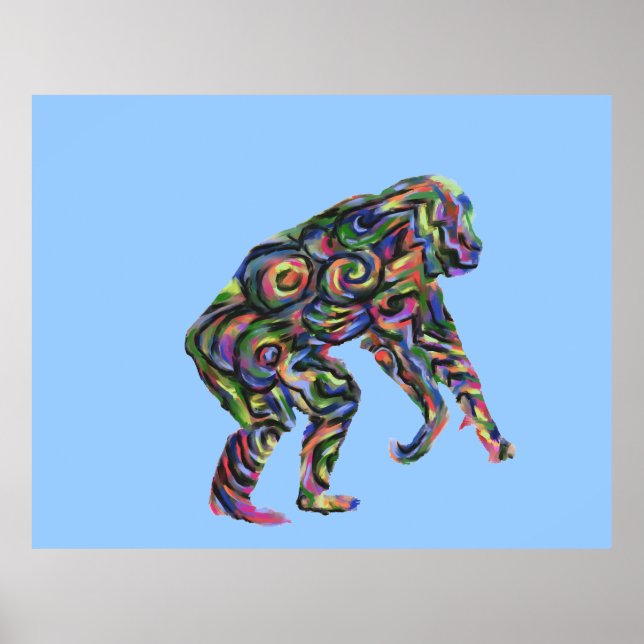 Abstrato Chimpanzé Poster (Frente)