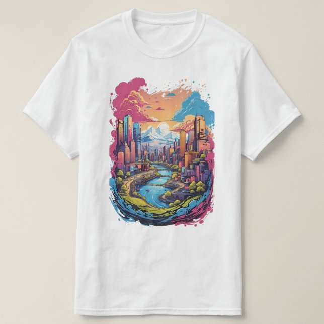 Abstrato City Scene T-Shirt (Frente do Design)