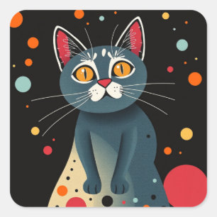 Abstrato com adesivos de gato coloridos