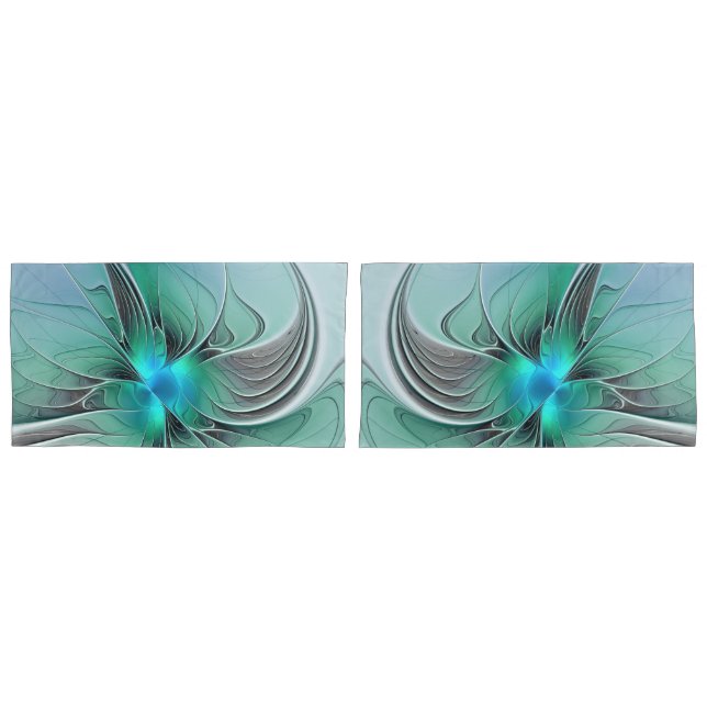 Abstrato com Arte Fractal Azul, Moderna (Frente - conjunto)