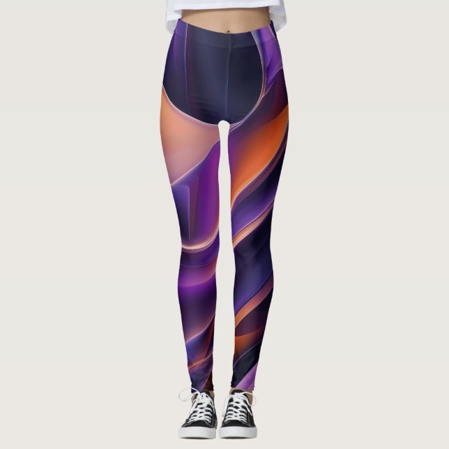 Abstrato Curvas Leggings (Frente)