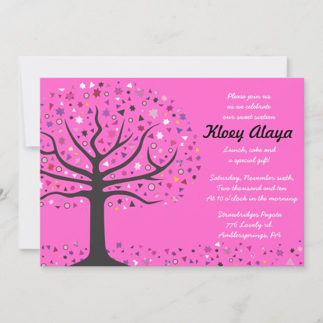 Abstrato da árvore da vida Doce 16 Convite 16 (Frente)