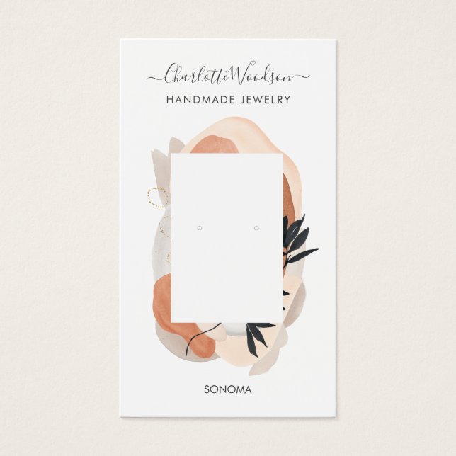 Abstrato dá forma ao Terracotta Cream Frame Earrin (Frente)