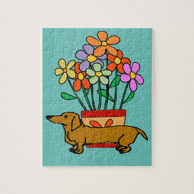 Abstrato Dachshund Jigsee Quebra-cabeça (Vertical)