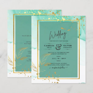 Abstrato de Álcool de Mint Green Dourado WEDDING