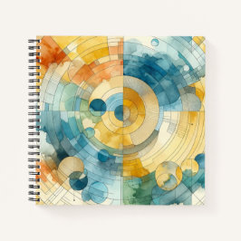 Abstrato de Aquarela Geométrica Azul e Amarelo