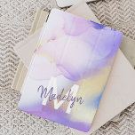 Abstrato de Aquarela Roxa Monograma de luxo Rústic<br><div class="desc">Personalize facilmente este estilo glamouroso,  abstrato lilac,  tinta aquática e fundo de pulverização em ouro falso,  com os seus detalhes personalizados.</div>