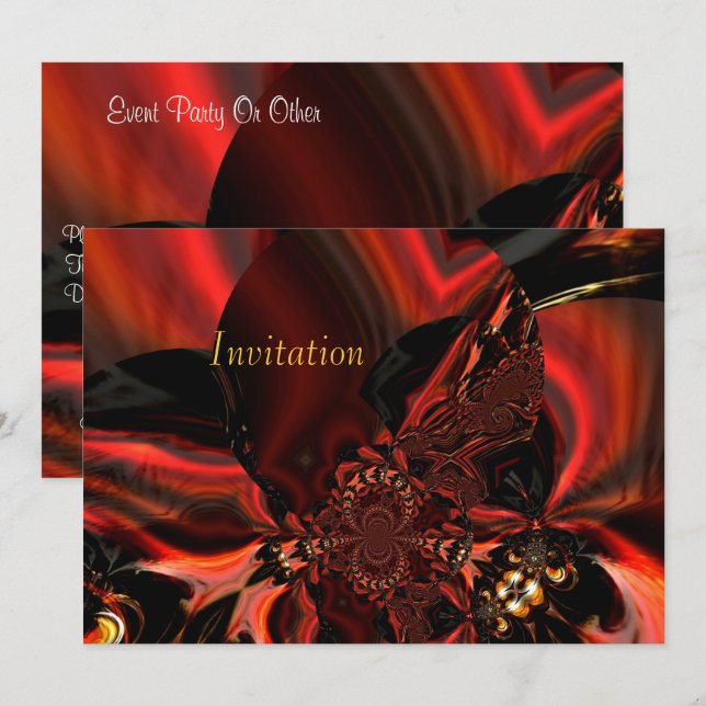 Abstrato de Arte de Convite Seda Selada em Vermelh (Frente/Verso)