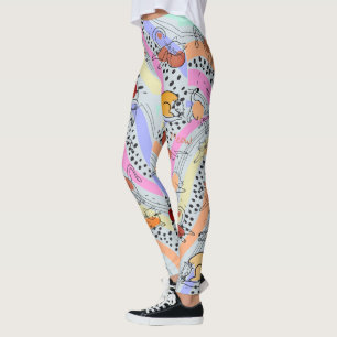 Abstrato de Artsy com Leggings de Gatos