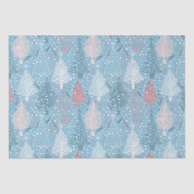 Abstrato de Árvores de Natal Padrão 2 Papel Tecido (Frente )