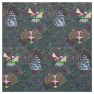 Abstrato de Borboletas Pintadas Tecido Flores