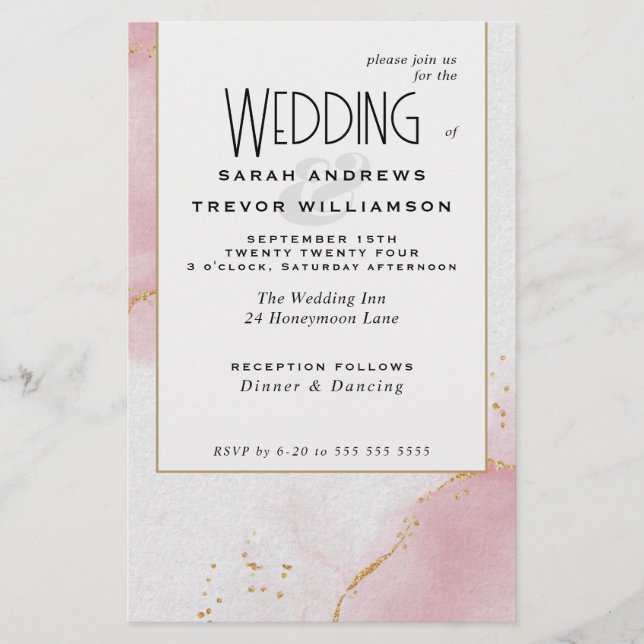 Abstrato de Casamento de Orçamento Céu Rosa (Frente)