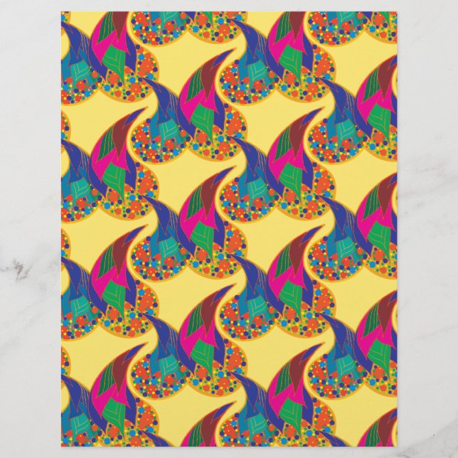 Abstrato de confete colorido Paisley Rainbow cai (Frente)