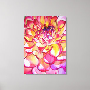 Abstrato de, cor-de-rosa Dahlia, canvas de arte fi