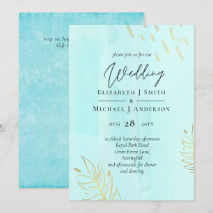 Abstrato de de Aquarela Azul do Mar de Casamento O