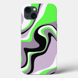 Abstrato de Fluido Verde Negro e Neon